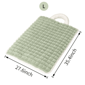 Washable Dog Mat with Carry Handle, Soft Plush Quilted Dog Bed Mat, Portable Crate Pad and Kennel Liner for Floor, Sofa, Car and Travel (Color: Green, size: L)